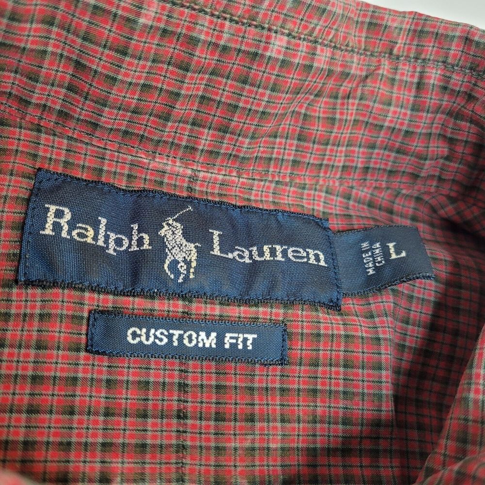 Ralph Lauren Custom Fit Men's Red Plaid Cotton Shirt Large‎ Long Sleeve Casual - Picture 6 of 6